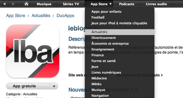 AppStore - DuoApps toujours plus dans le top de la catégorie Actualités avec LeBlogAuto