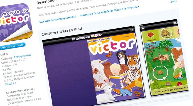 Première appli iPad en ligne - Le Monde De Victor