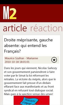 Marianne2.fr sur Windows Phone 7